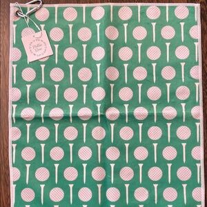 Millie Rose Green and White Golf Towel